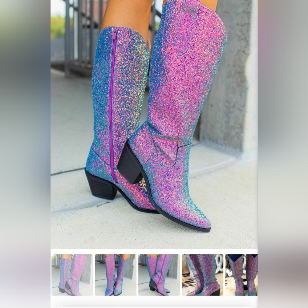 Sequin Cowboy Boots WIDE CALF